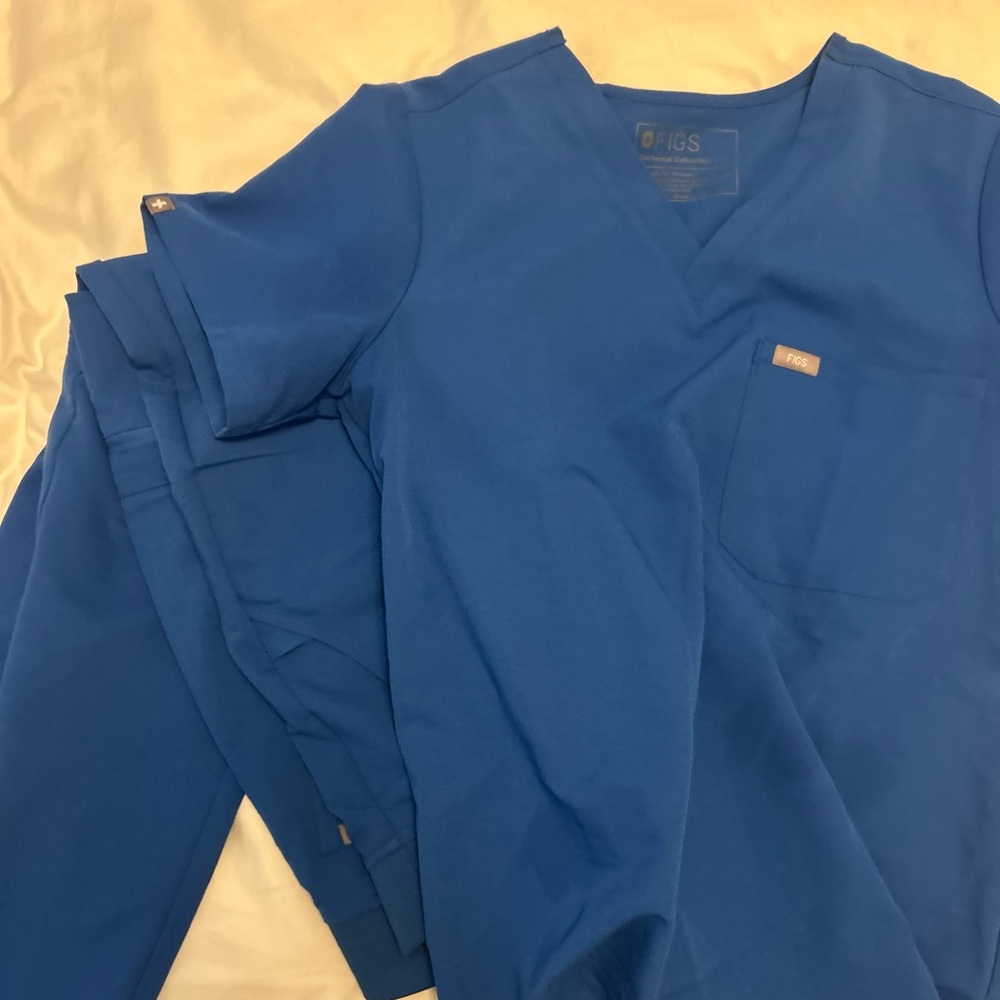 Figs Royal Blue V-Neck Scrub Top